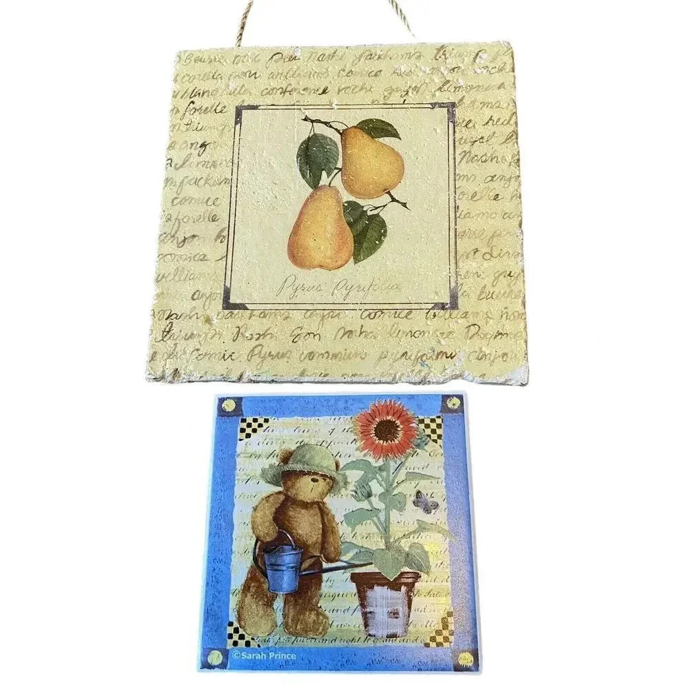 Art Decor Painting Printed On Swivel Tilt Still Pears And Bear Watering Flowers
